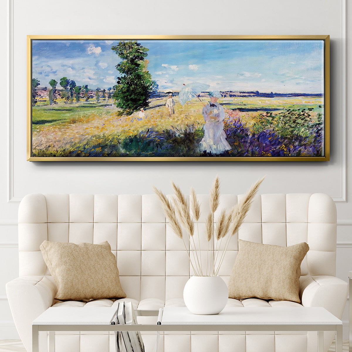 The Promenade, Argenteuil, 1875 - Floater Framed Canvas Print