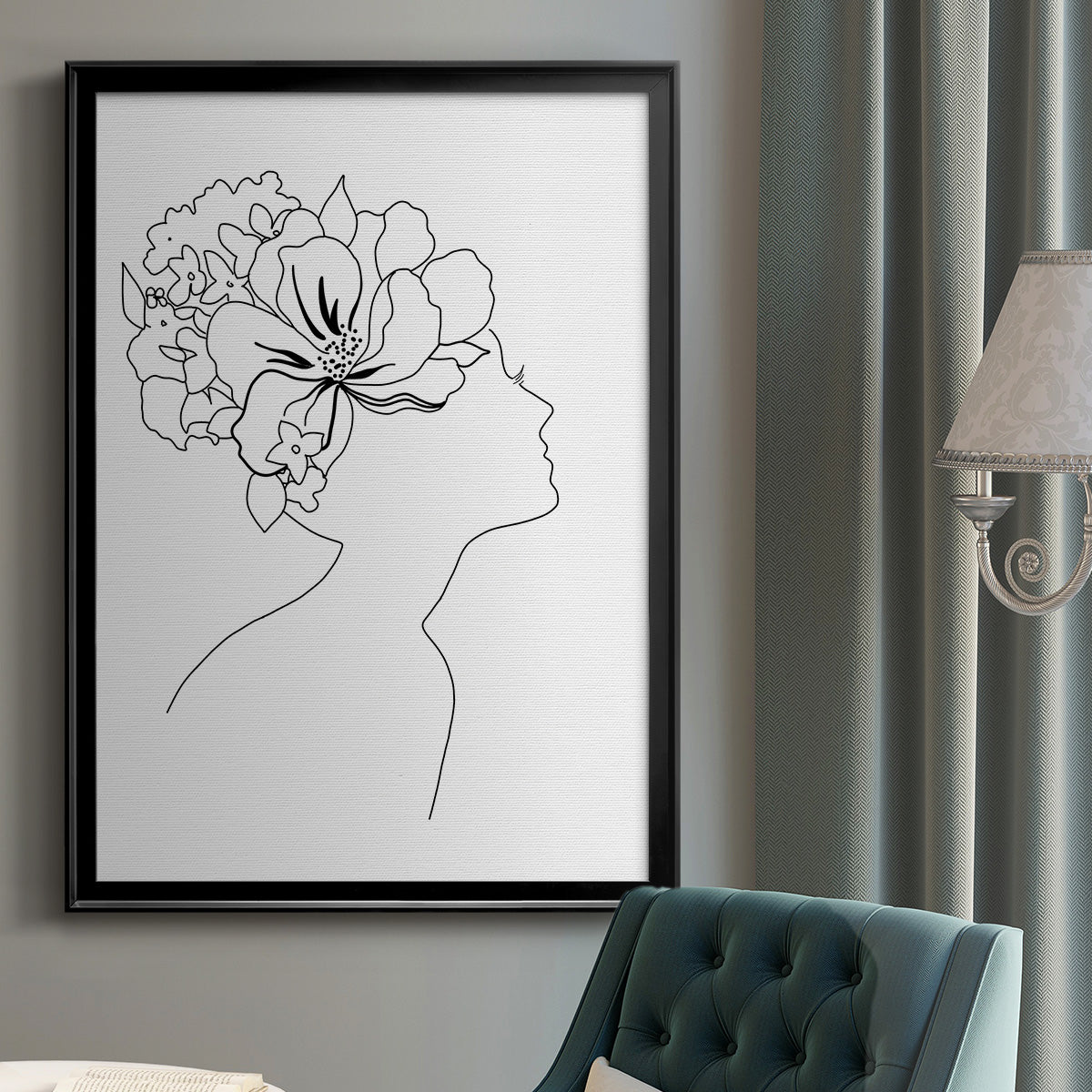 Fashion Floral Sketch I - Modern Framed Canvas Print