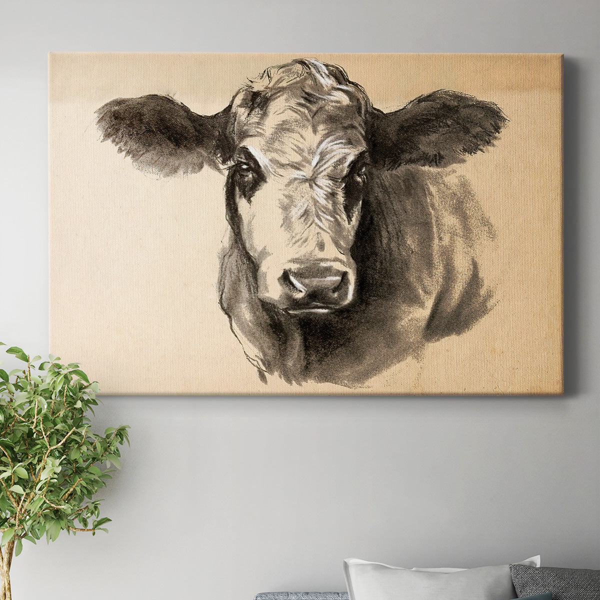 Charcoal Cow I Premium Gallery Wrapped Canvas - Ready to Hang