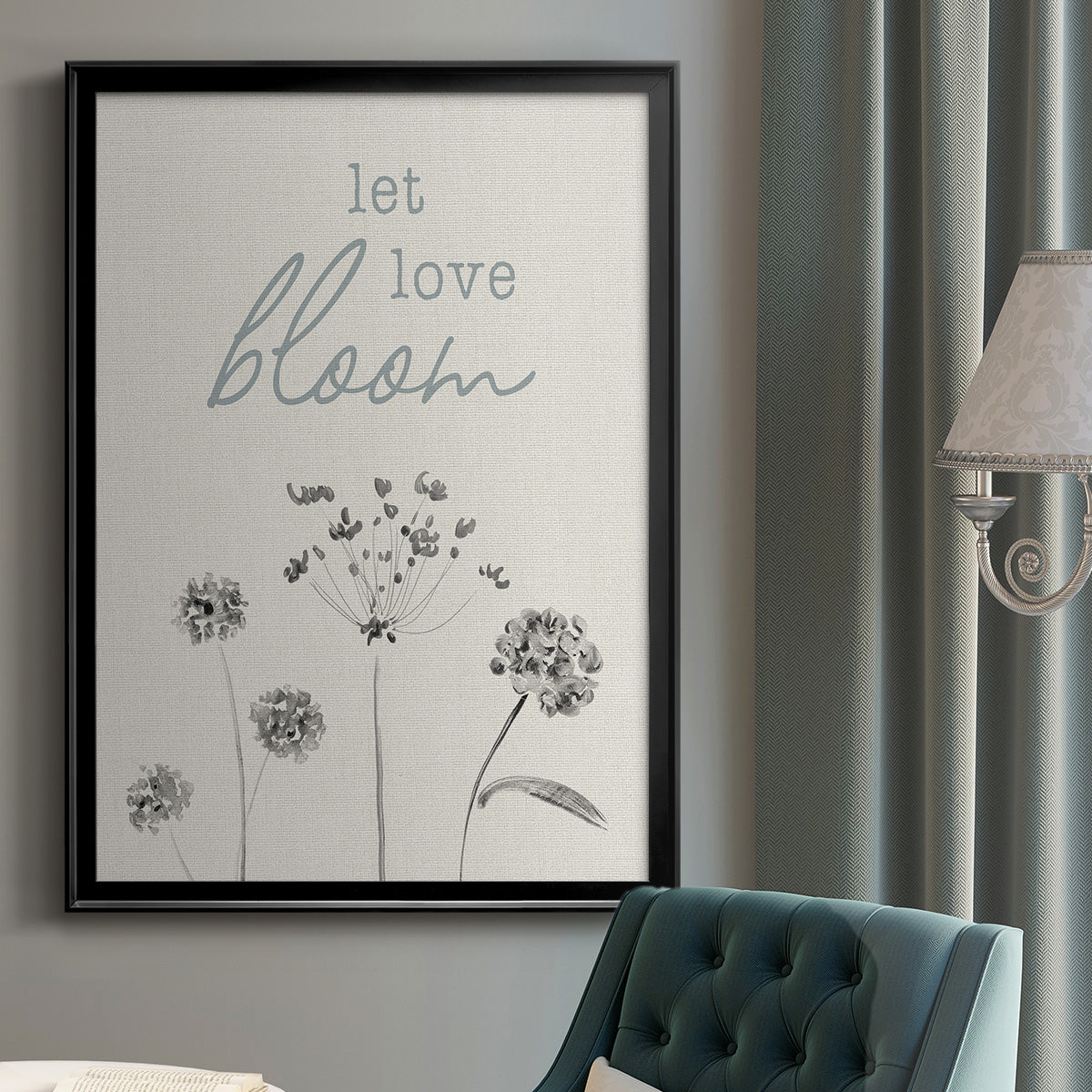 Let Love Bloom - Modern Framed Canvas Print