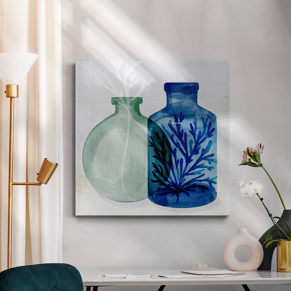 Sea Glass Vase II - Canvas Art Print