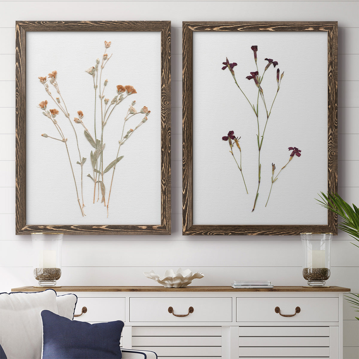 Pressed Botanical I - Premium Framed Canvas 2 Piece Set - Ready to Hang