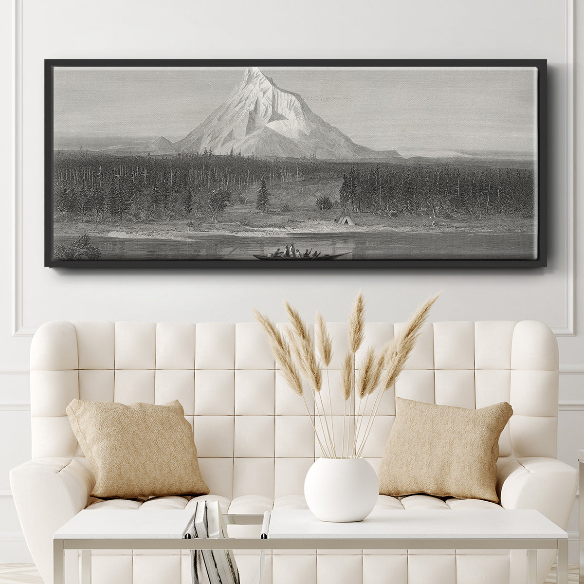 Mount Hood from the Columbia - Floater Framed Canvas Print