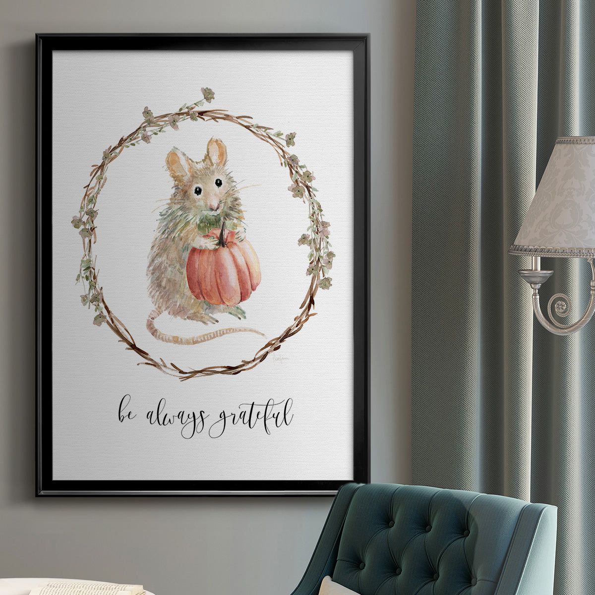 Harvest Home Mouse - Modern Framed Canvas Print