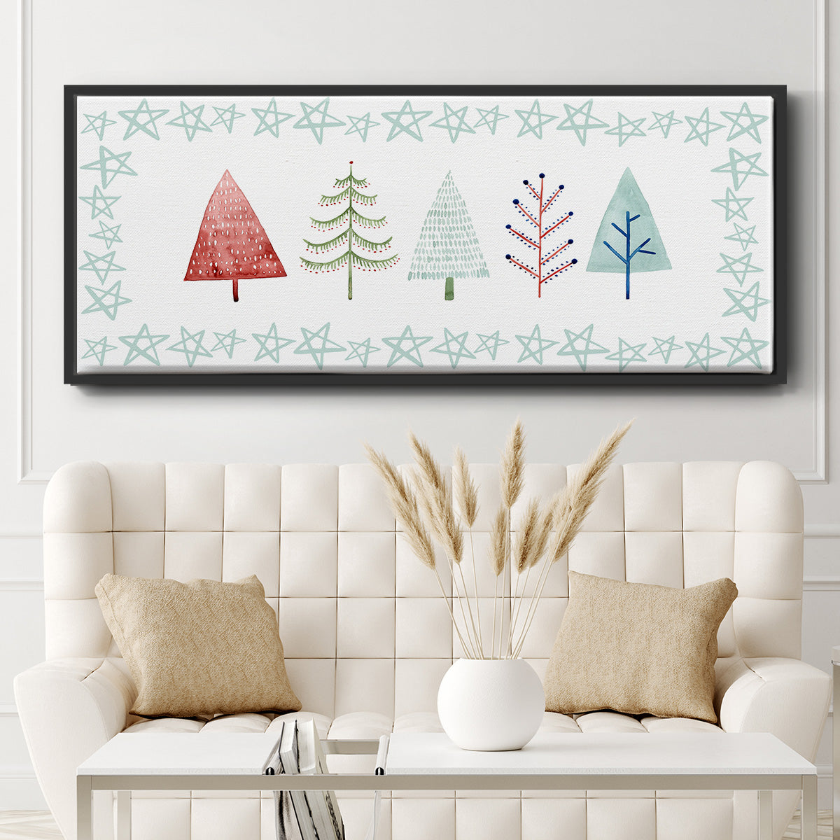Christmas Tree Whimsy Collection C - Floater Framed Canvas Print