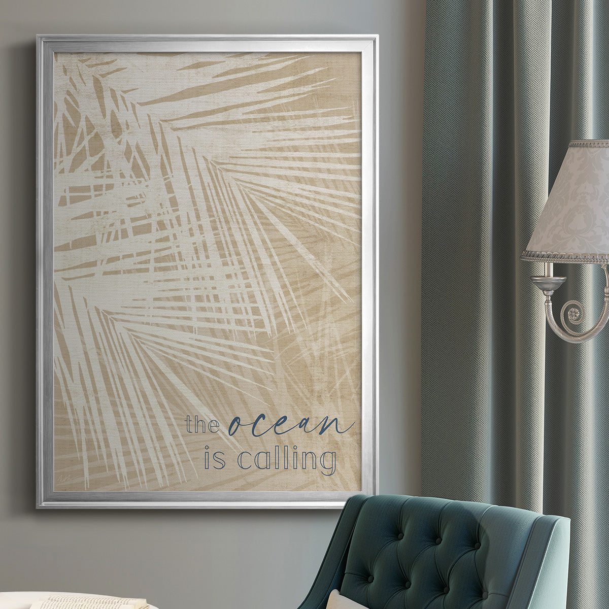 Ocean Calling Palms - Modern Framed Canvas Print