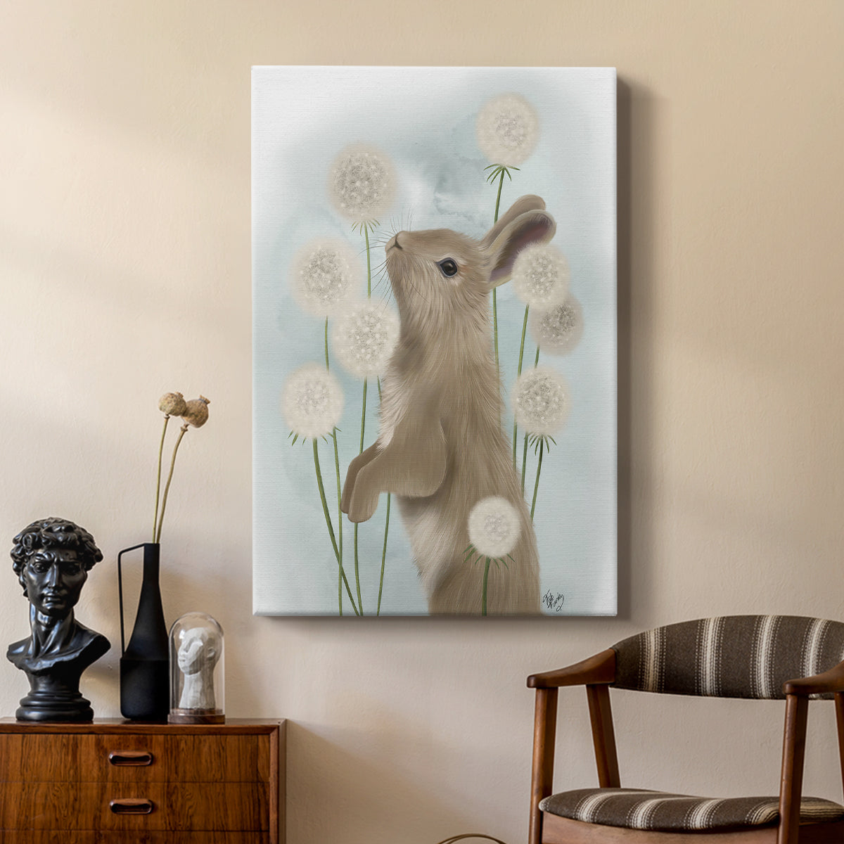 Rabbit In Dandylions - Canvas Art Print