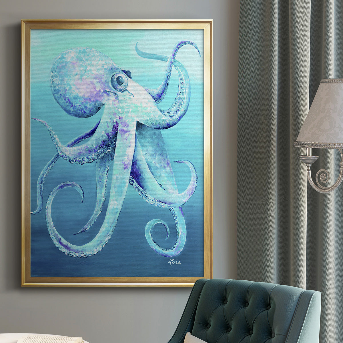 Octopus - Modern Framed Canvas Print