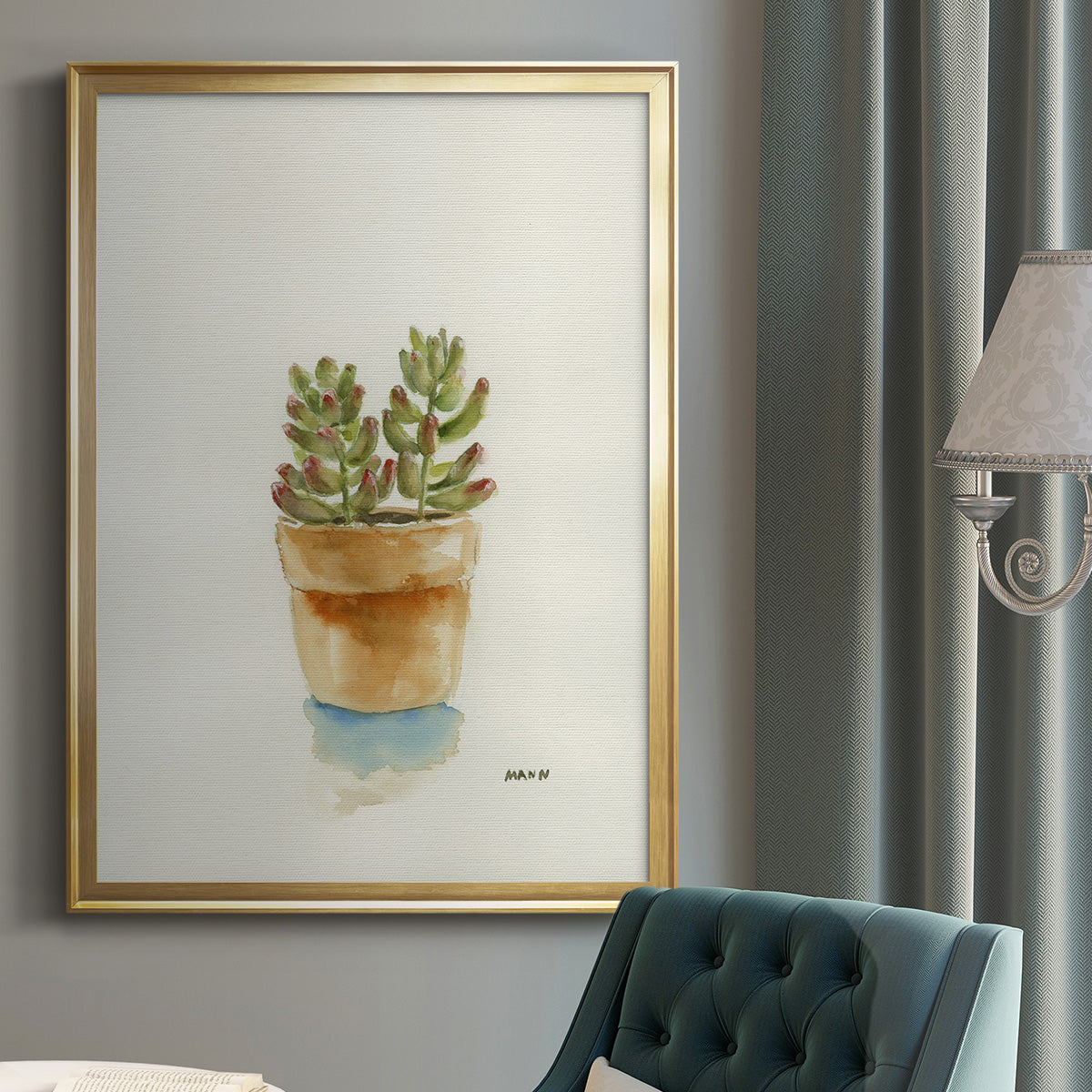 Succulent III - Modern Framed Canvas Print