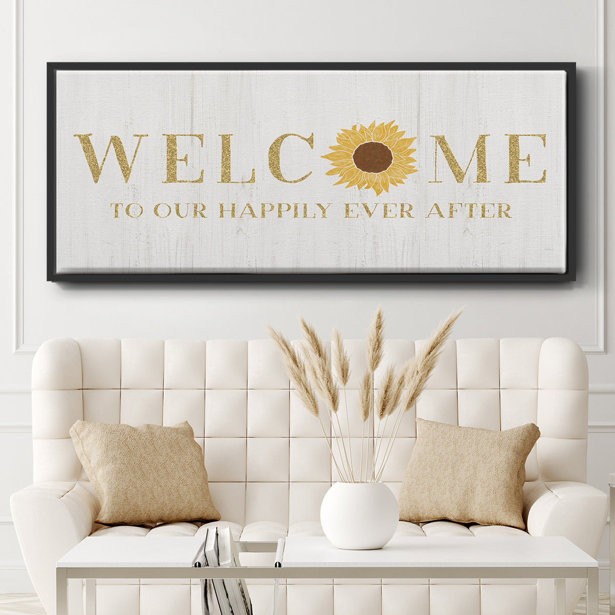 Welcome Happily Ever After - Floater Framed Canvas Print