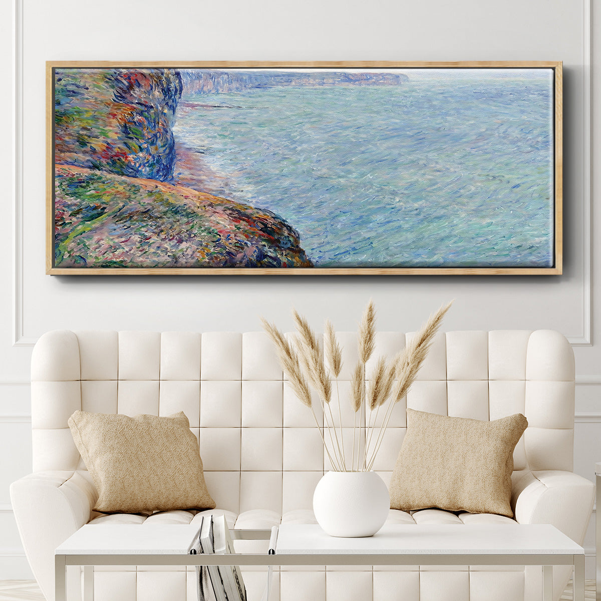 The Sea Seen from the Cliffs of Fecamp, 1881 - Floater Framed Canvas Print