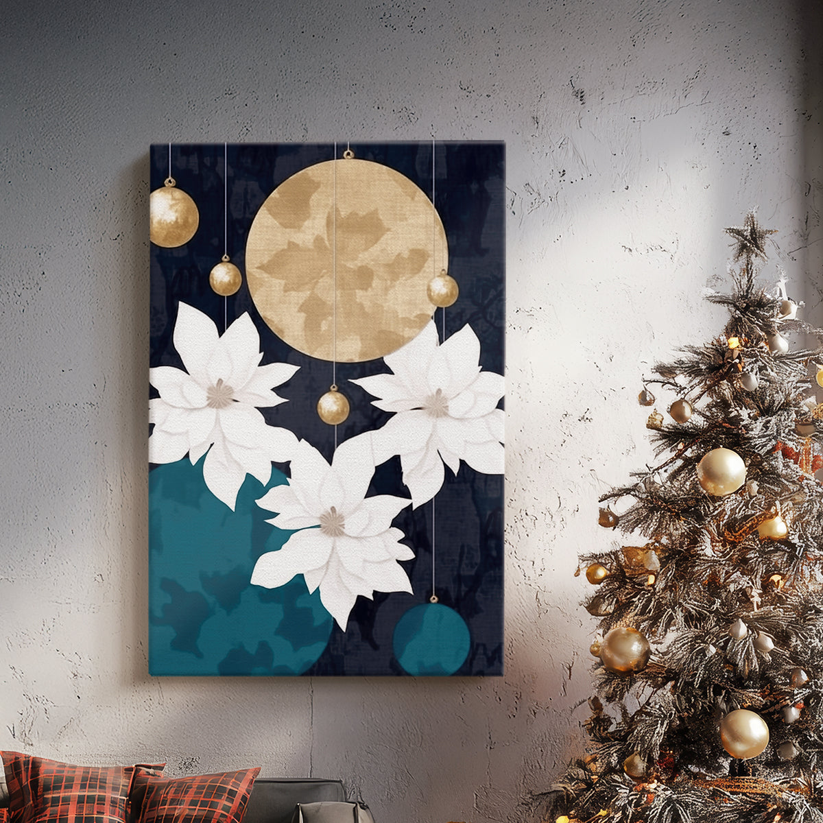 Pale Winter Evergreen at Midnight - Canvas Art Print