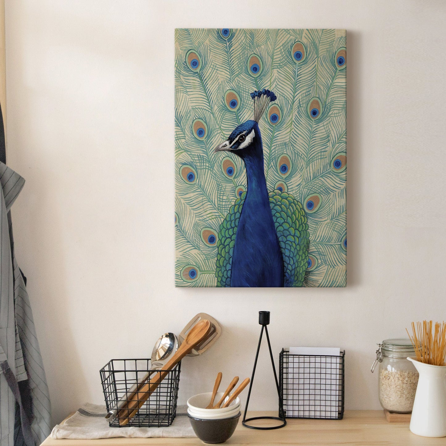 Blue Peacock II Premium Gallery Wrapped Canvas - Ready to Hang