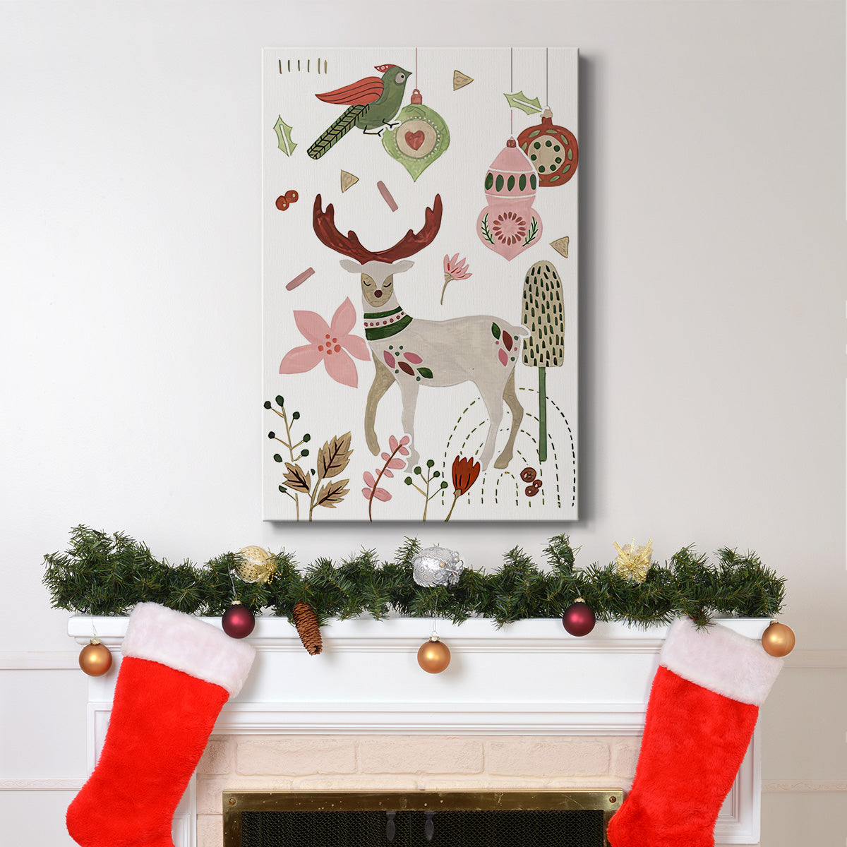 Reindeer Wishes Collection B - Gallery Wrapped Canvas