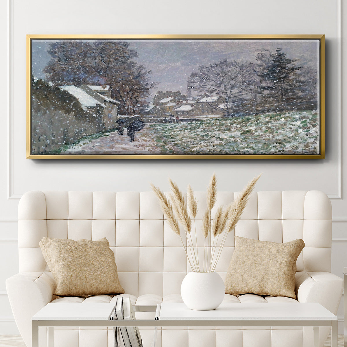 Snow at Argenteuil, 1874 - Floater Framed Canvas Print