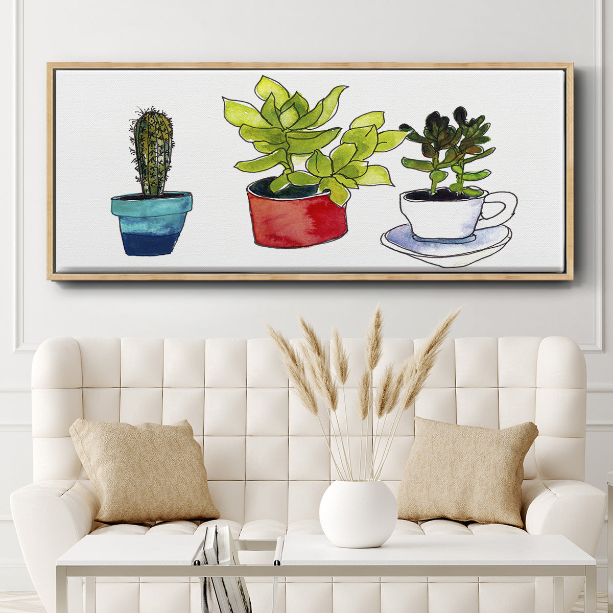 Vibing Succulents II - Floater Framed Canvas Print