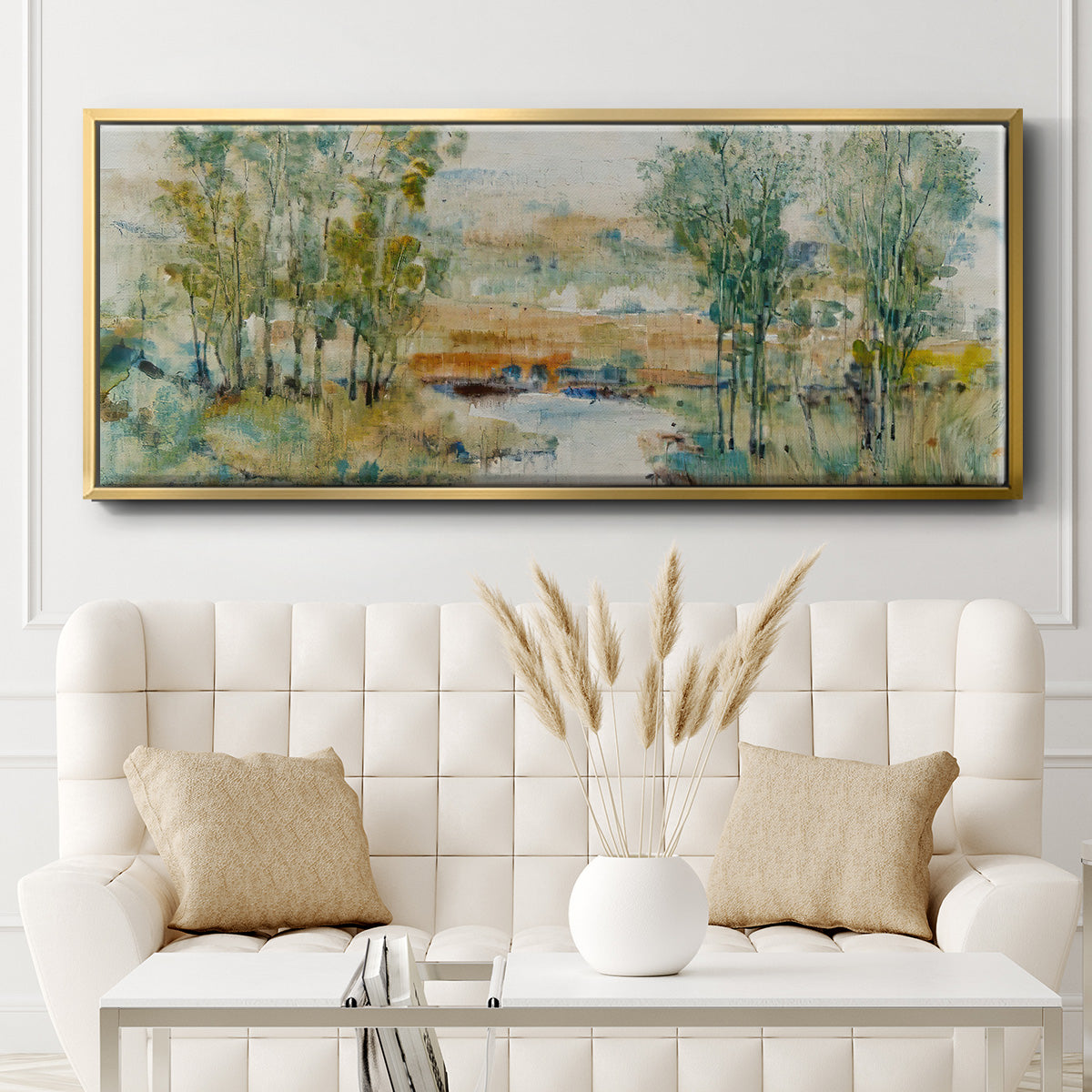 Trees on the Creek II - Floater Framed Canvas Print