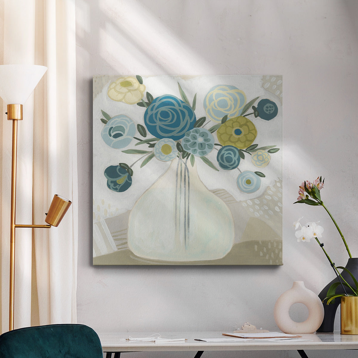 Blue Bohemian Bouquet II-Premium Gallery Wrapped Canvas - Ready to Hang