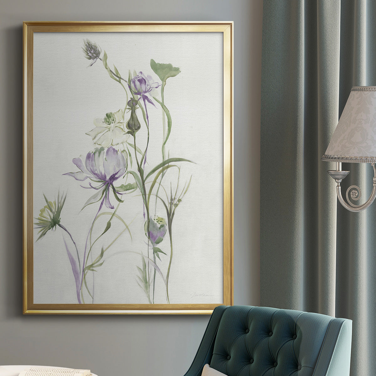 Late Summer Wildflowers II - Modern Framed Canvas Print