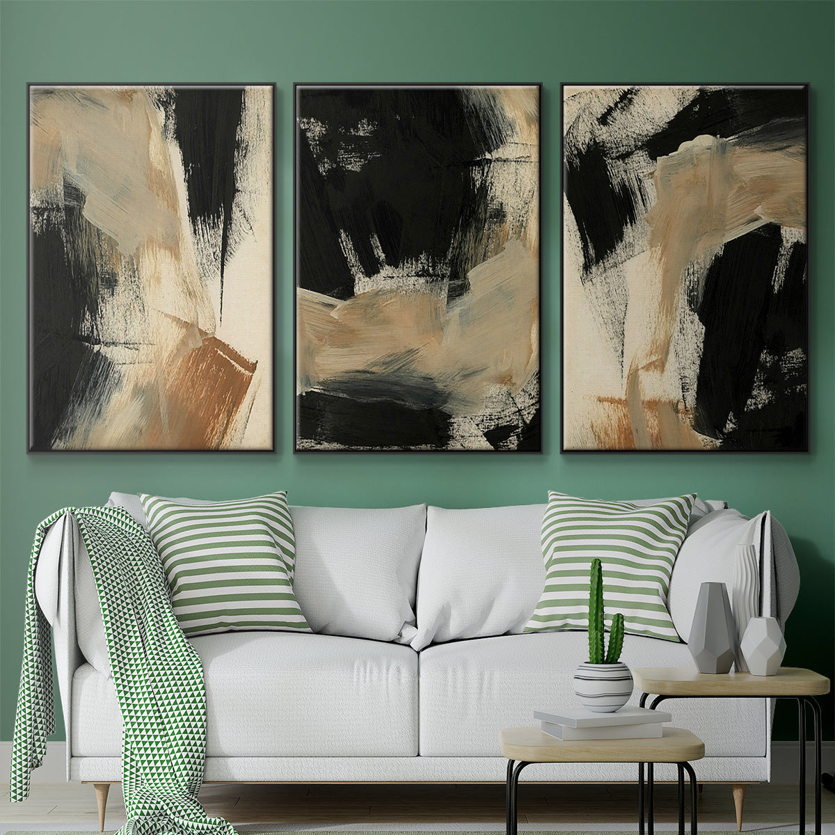 Baked Paintstrokes IV - Framed Premium Gallery Wrapped Canvas L Frame 3 Piece Set - Ready to Hang