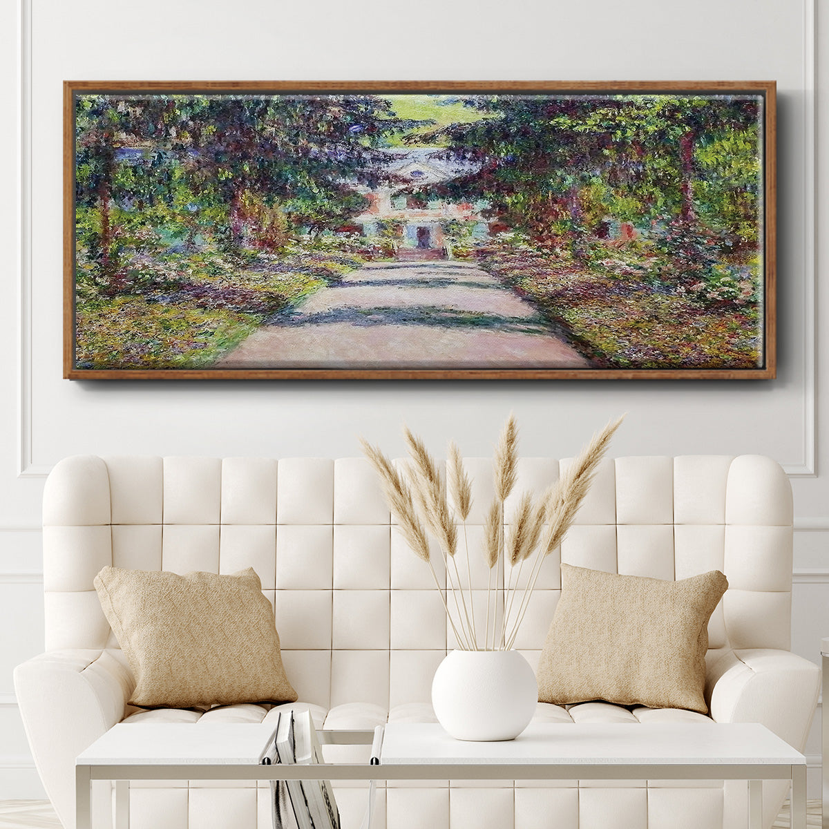 Pathway in Monet's Garden at Giverny, 1900 - Floater Framed Canvas Print
