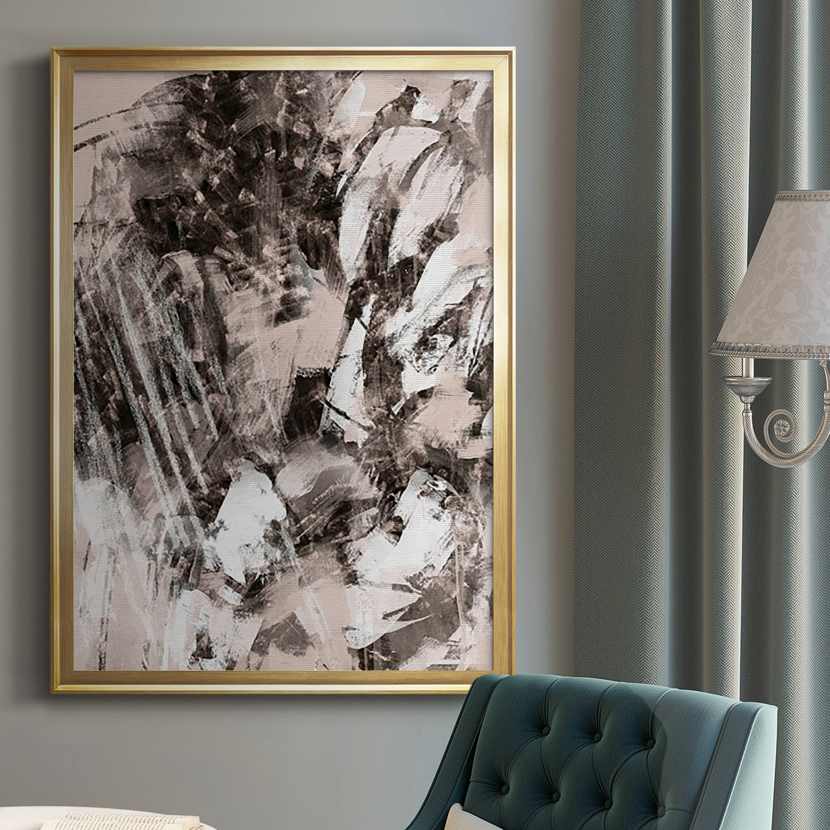 Blush Blackboard I - Modern Framed Canvas Print