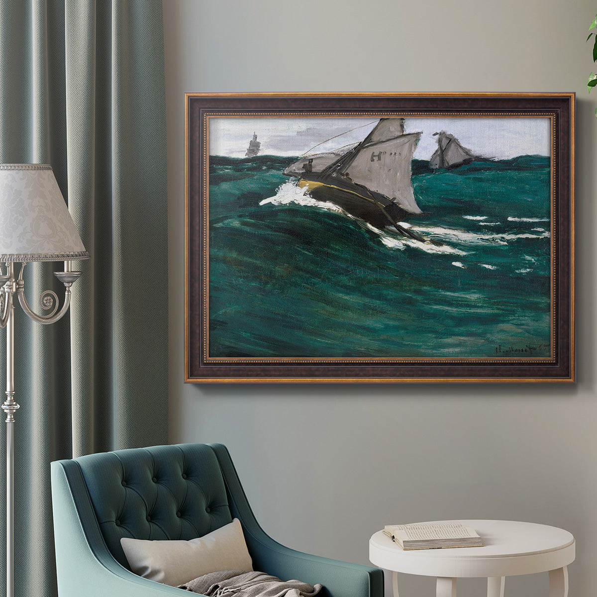 The Green Wave - Ornate Framed Canvas Print