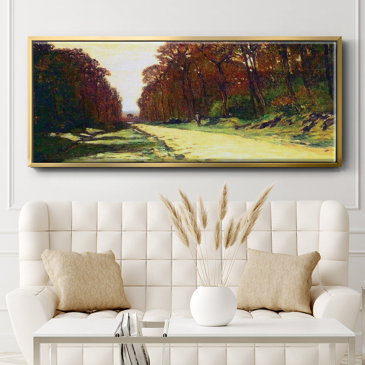 Road in a Forest Fontainebleau, 1864 - Floater Framed Canvas Print
