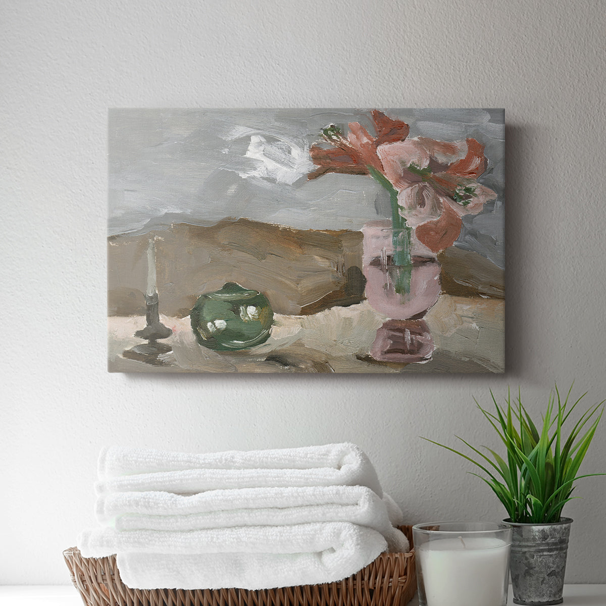 Vase of Pink Flowers II - Canvas Art Print