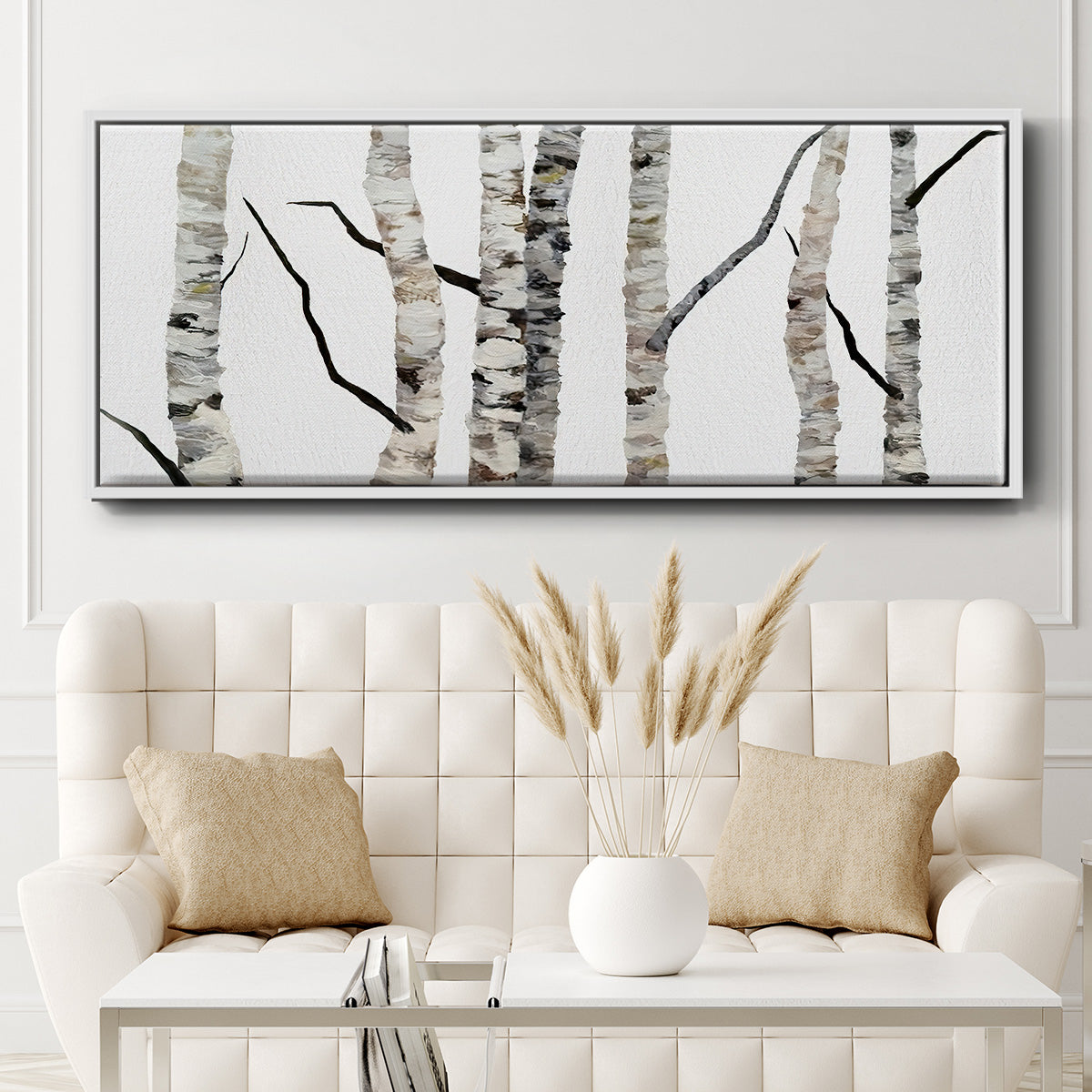 Birch Trees II - Floater Framed Canvas Print
