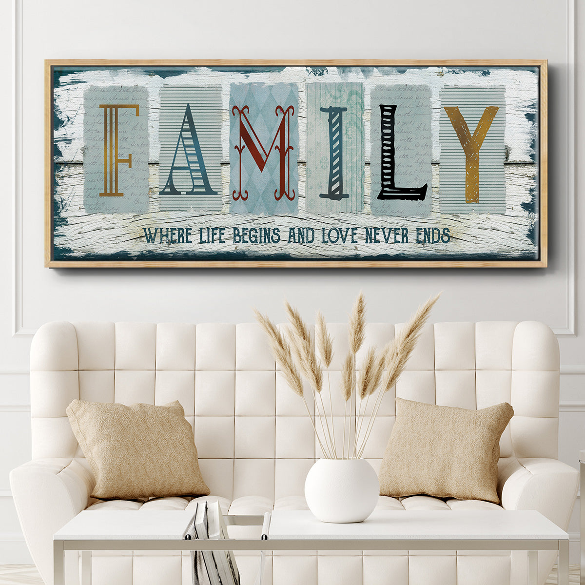 Family Where Life - Floater Framed Canvas Print