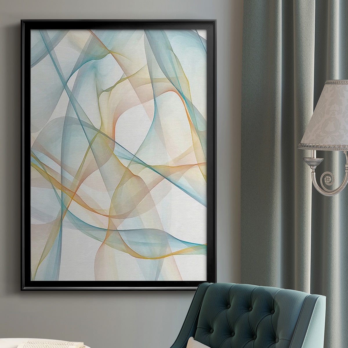 Curves and Waves III - Modern Framed Canvas Print