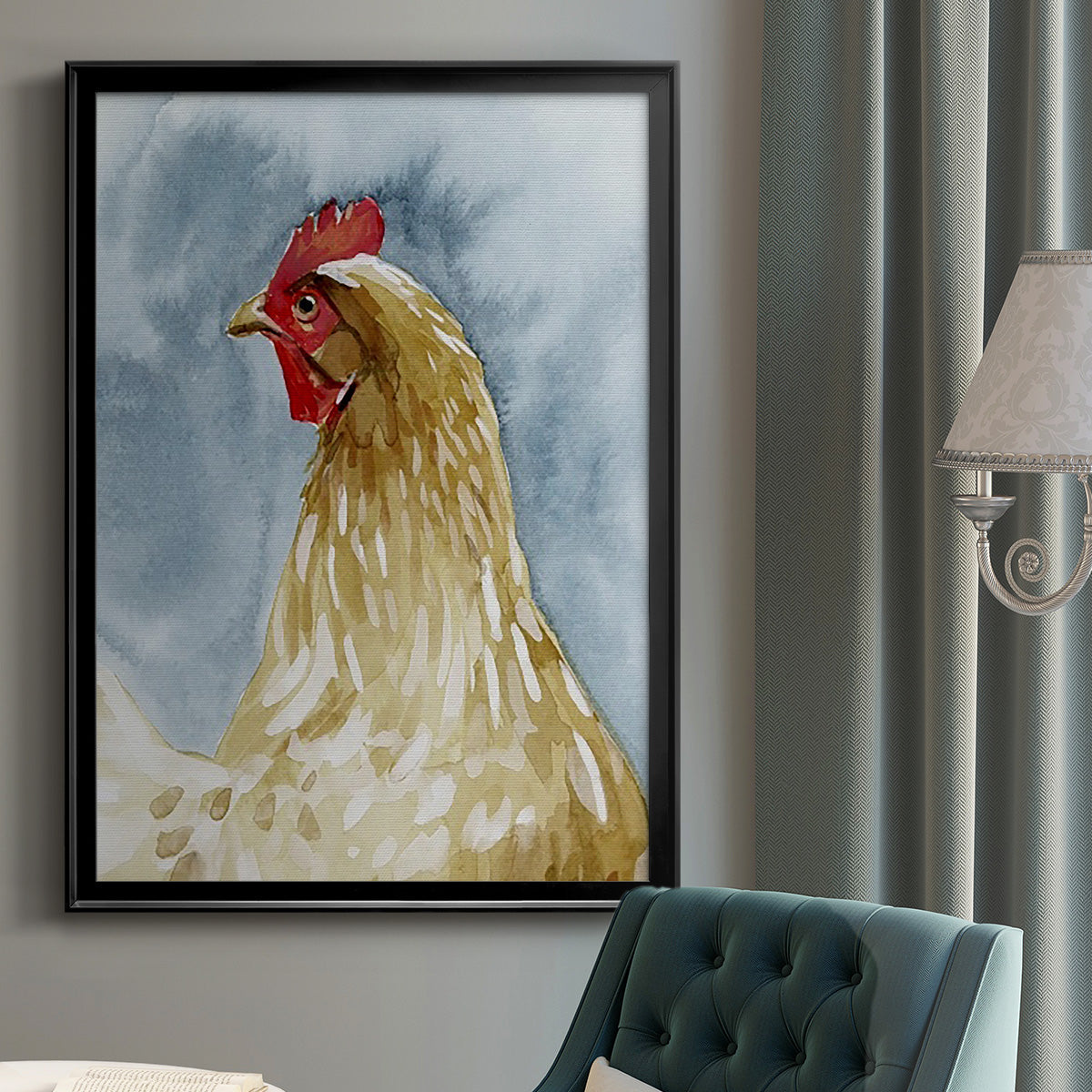 Chicken Portrait I - Modern Framed Canvas Print