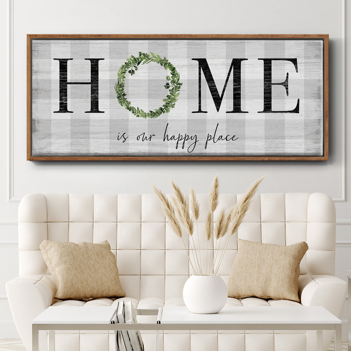 Home is Our Happy Place - Floater Framed Canvas Print