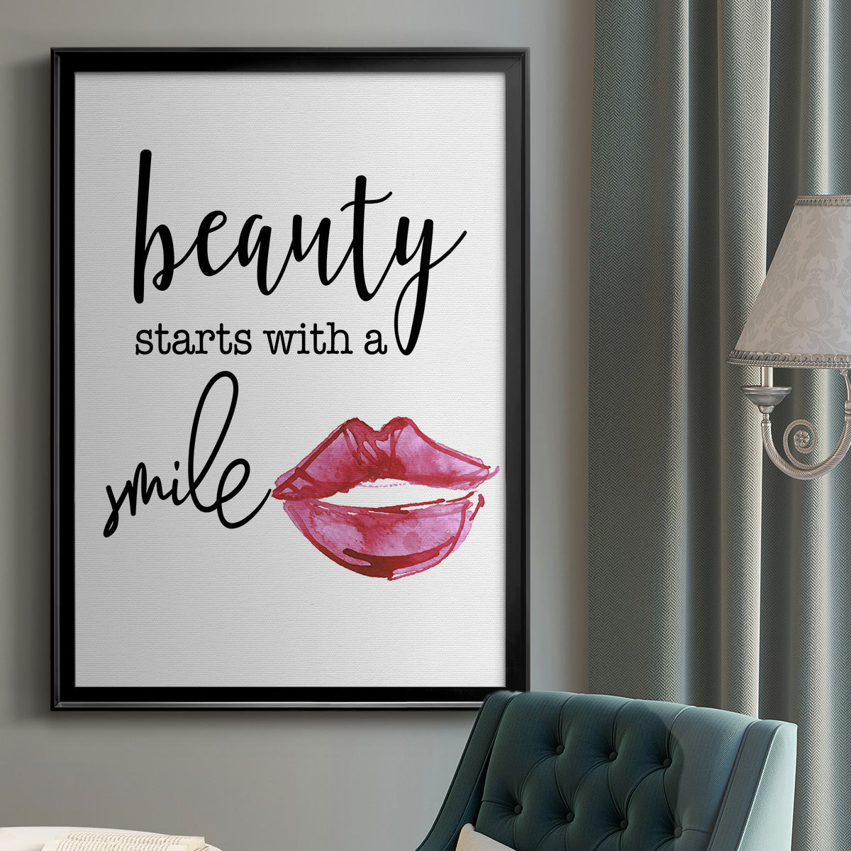 Beauty Starts With A Smile - Modern Framed Canvas Print