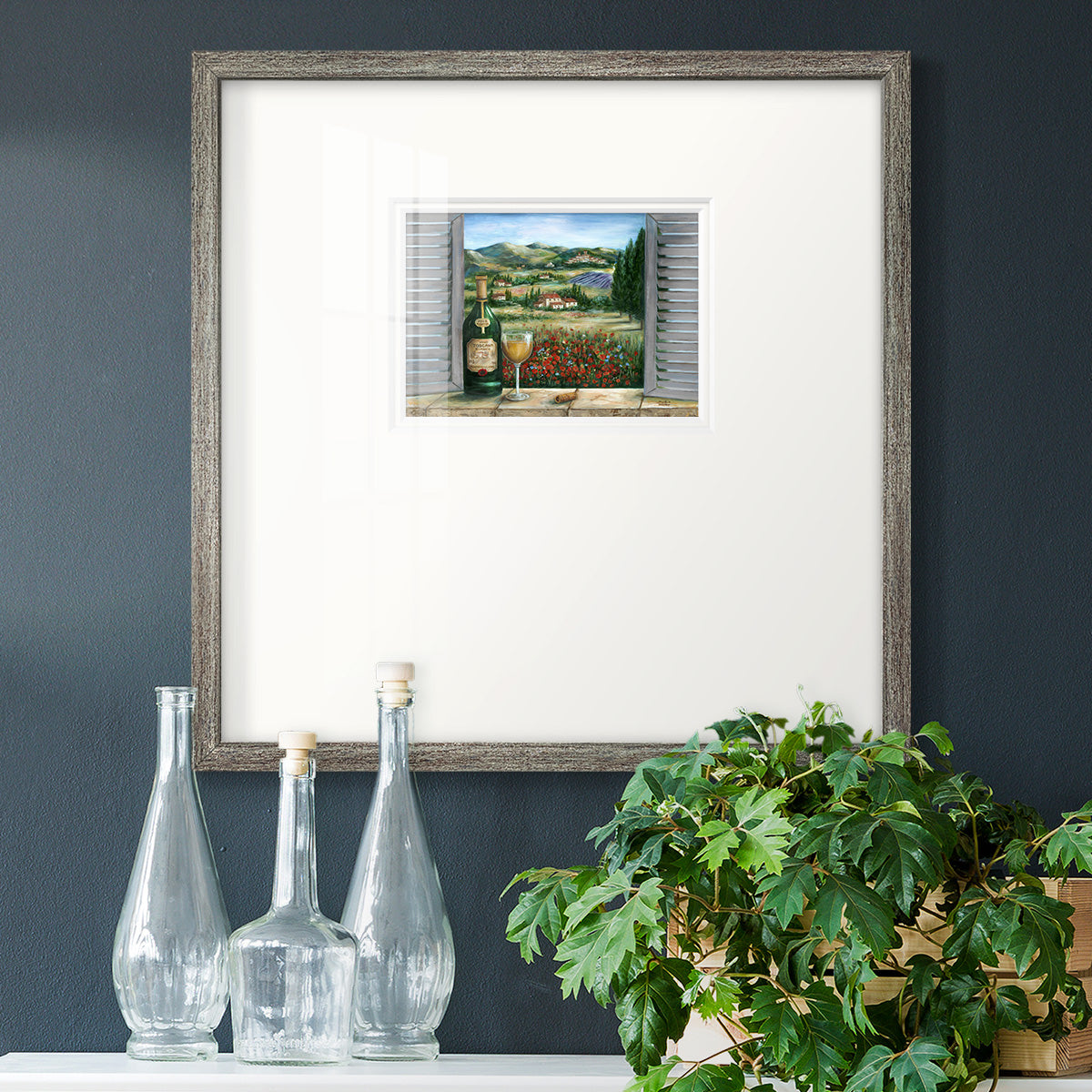 Tuscan White and Poppies Premium Framed Print Double Matboard