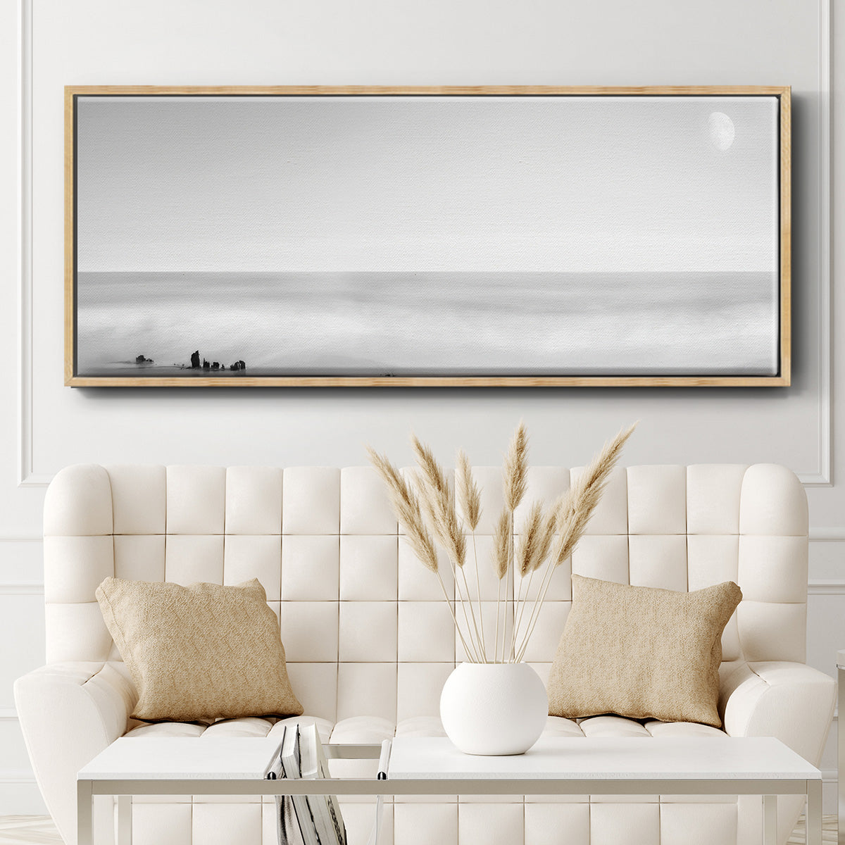 Black & White Water Panel XIV - Floater Framed Canvas Print