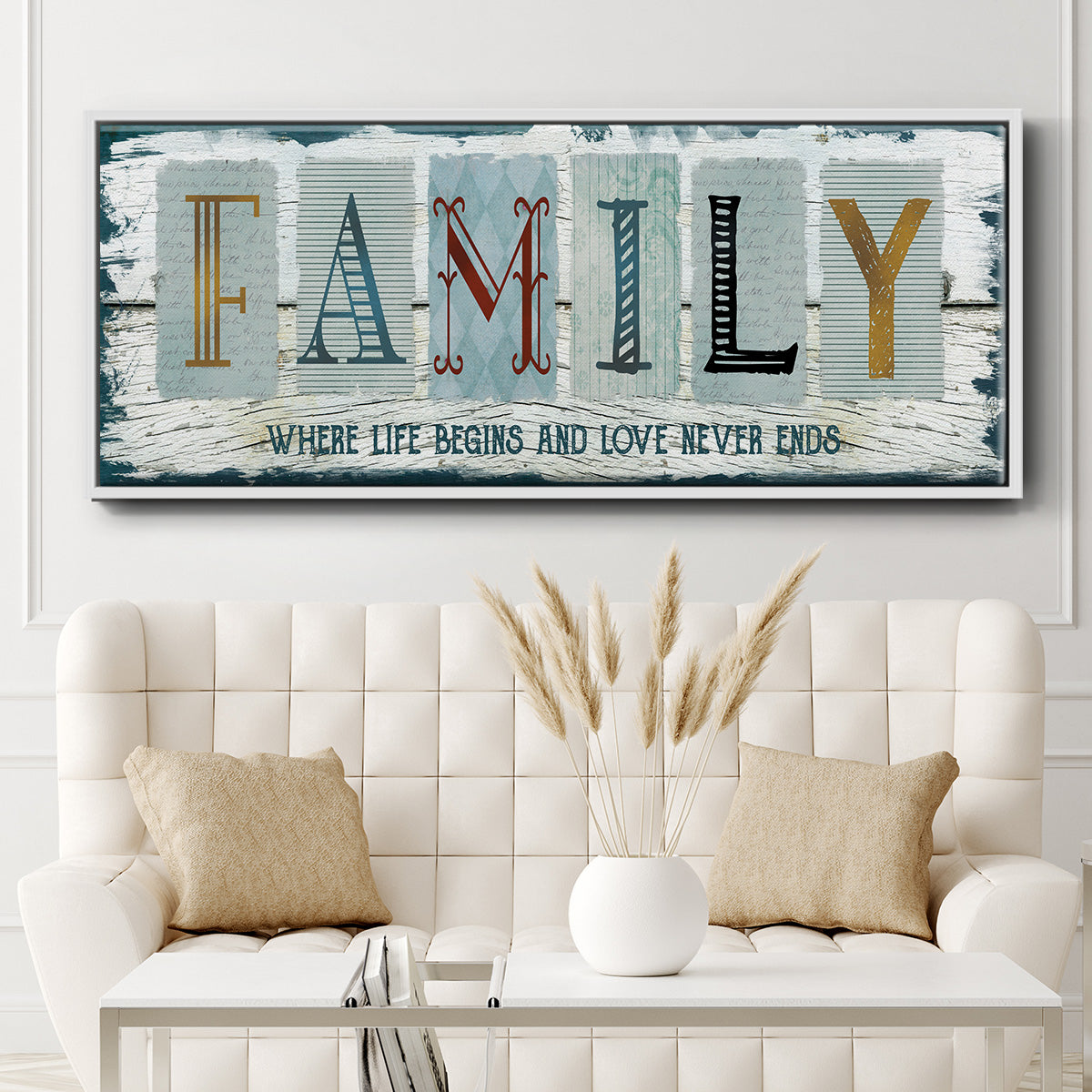 Family Where Life - Floater Framed Canvas Print