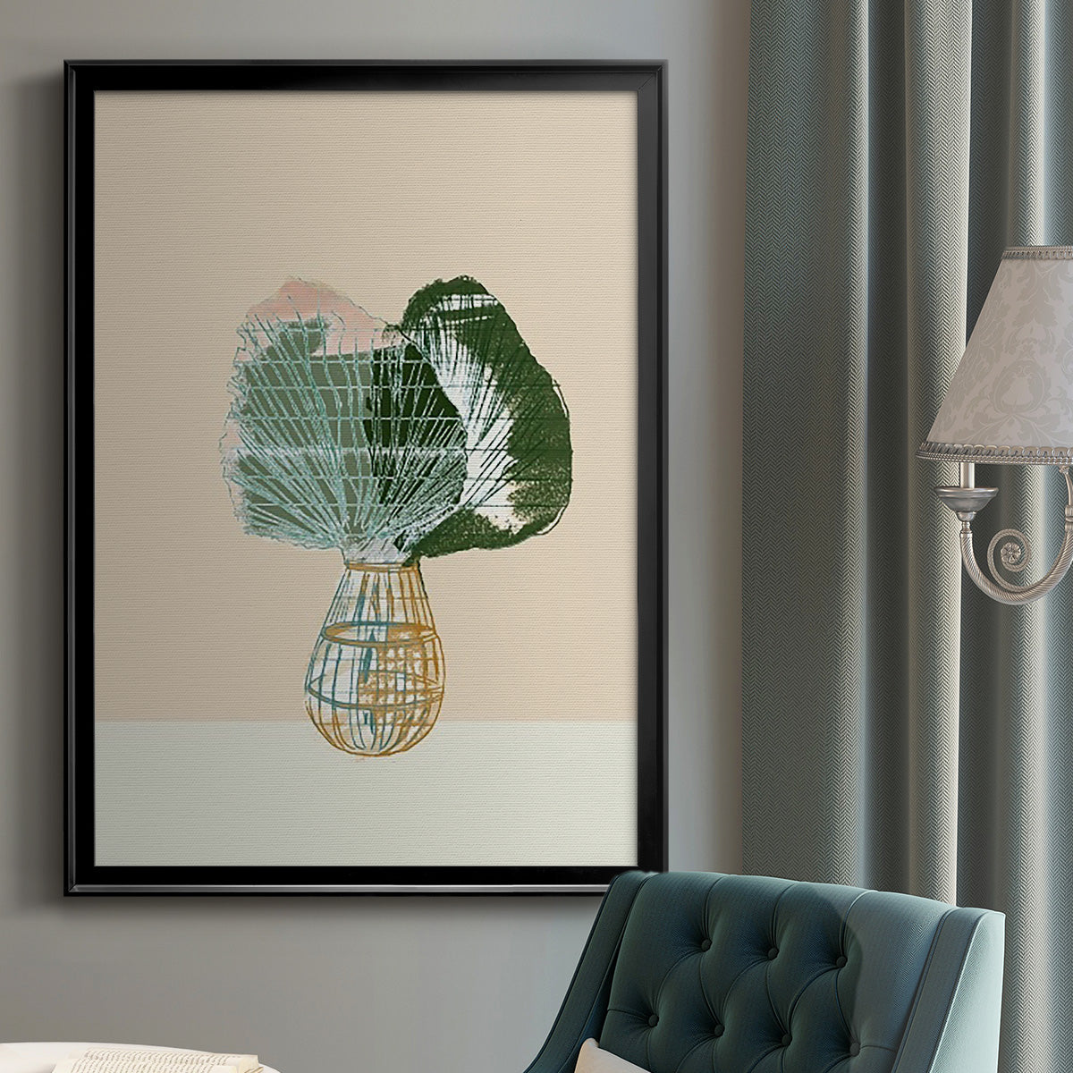 Woven Tropical Leaf II - Modern Framed Canvas Print