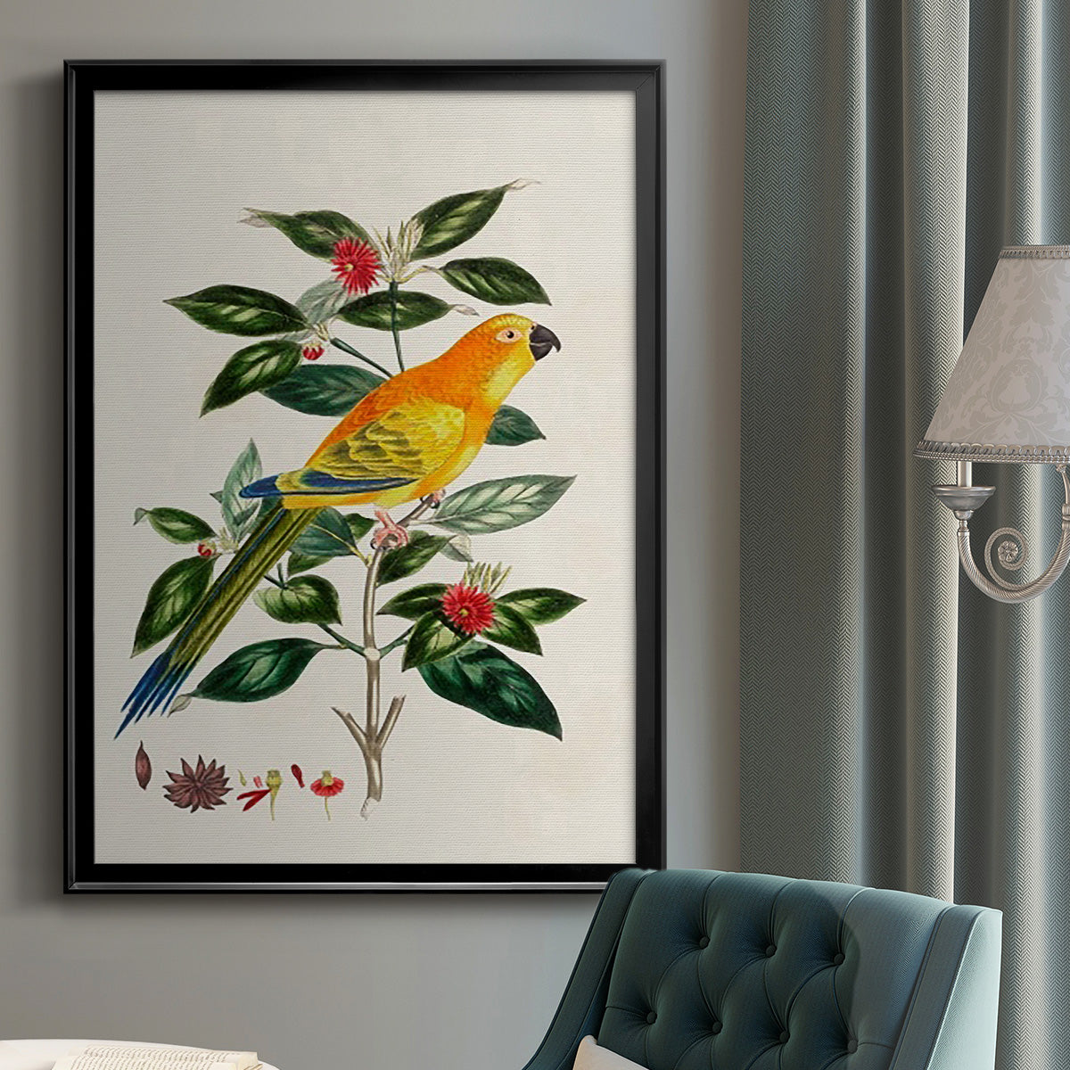 Bird in Habitat V - Modern Framed Canvas Print