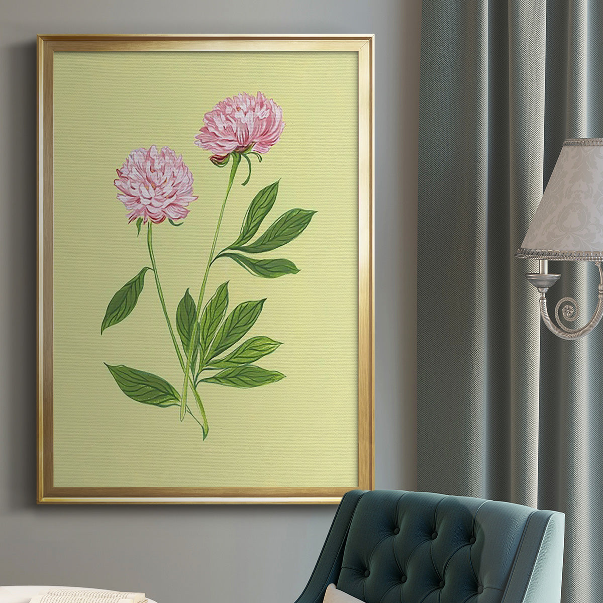 Peonies in Yellow II - Modern Framed Canvas Print