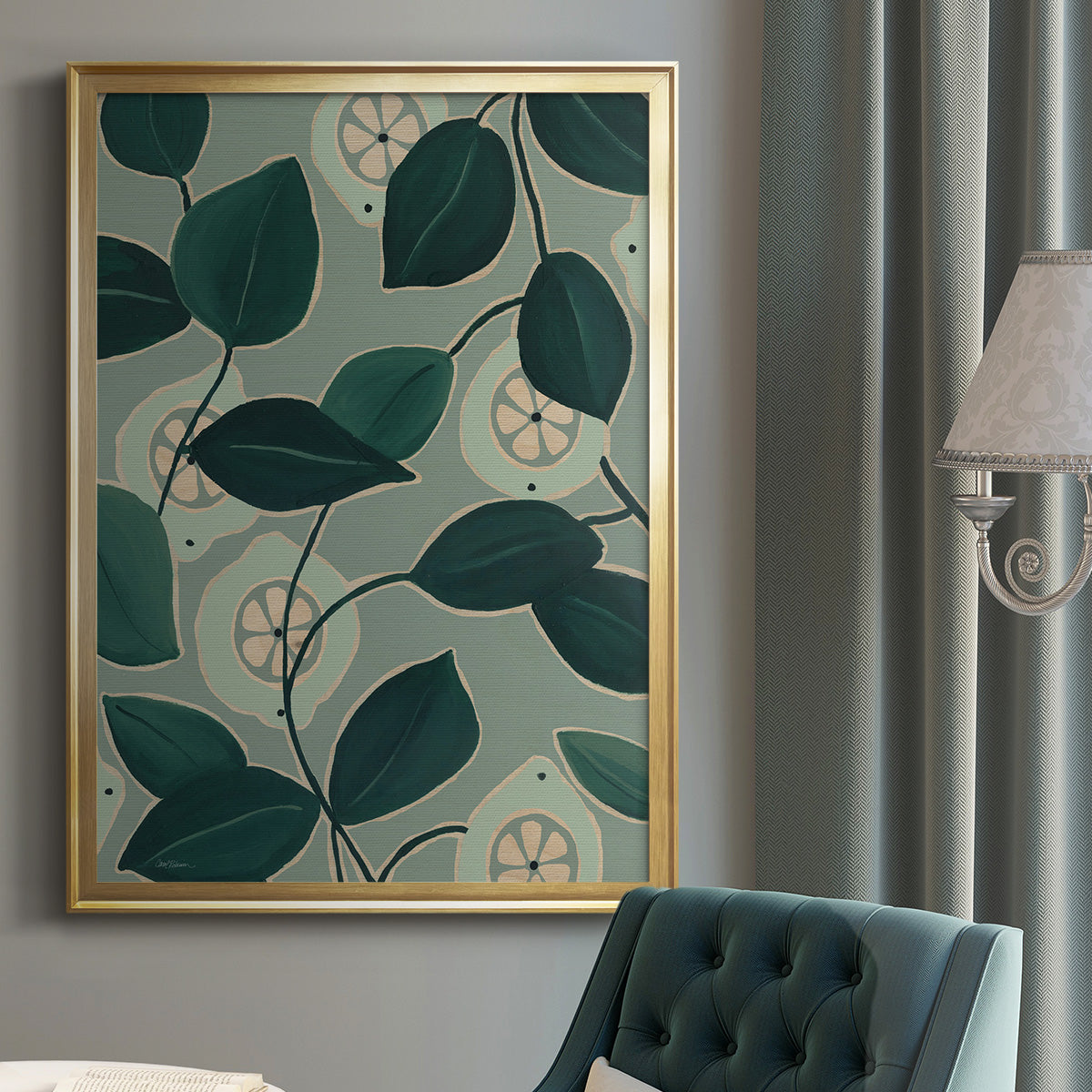 Monochrome Limes - Modern Framed Canvas Print