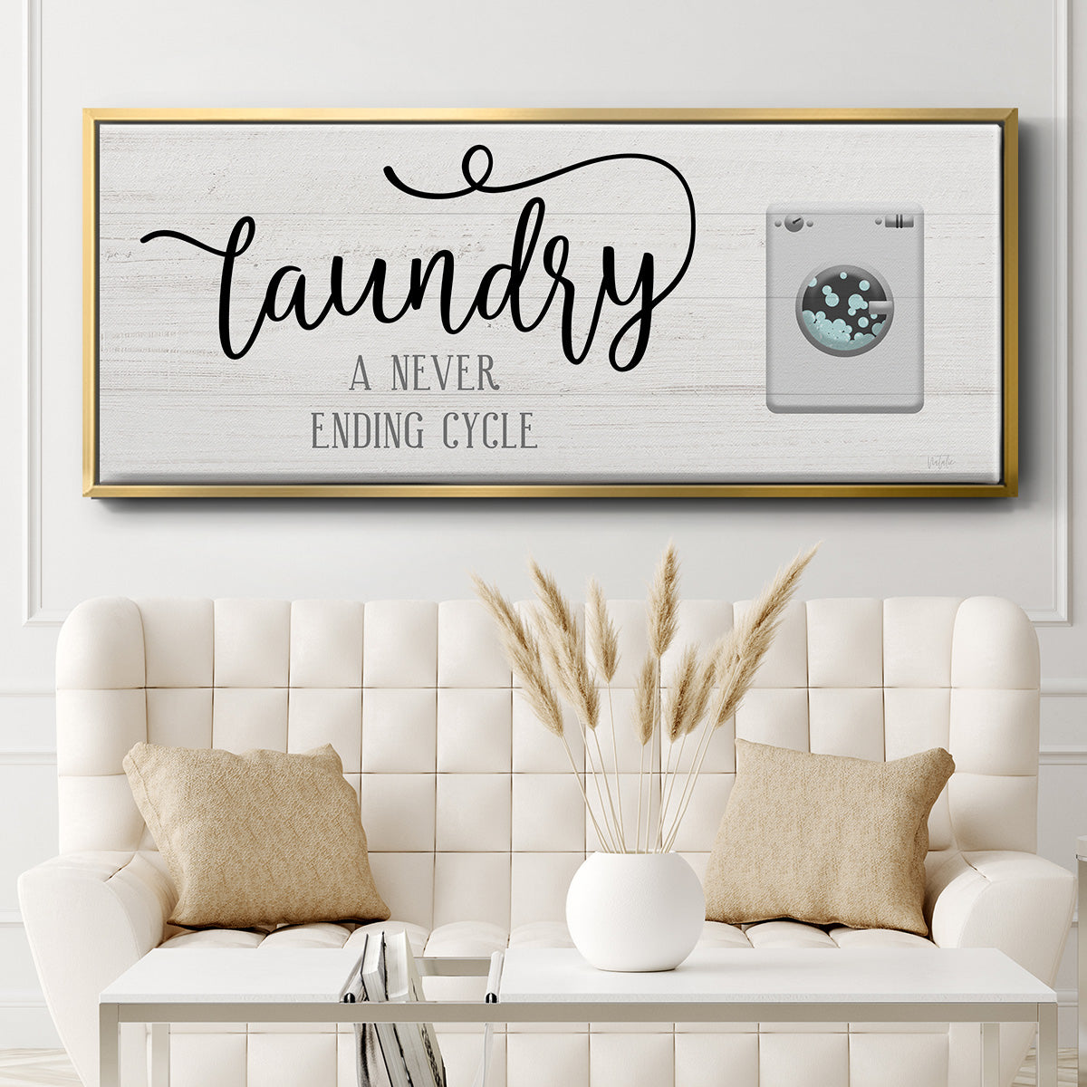 Never Ending Laundry - Floater Framed Canvas Print