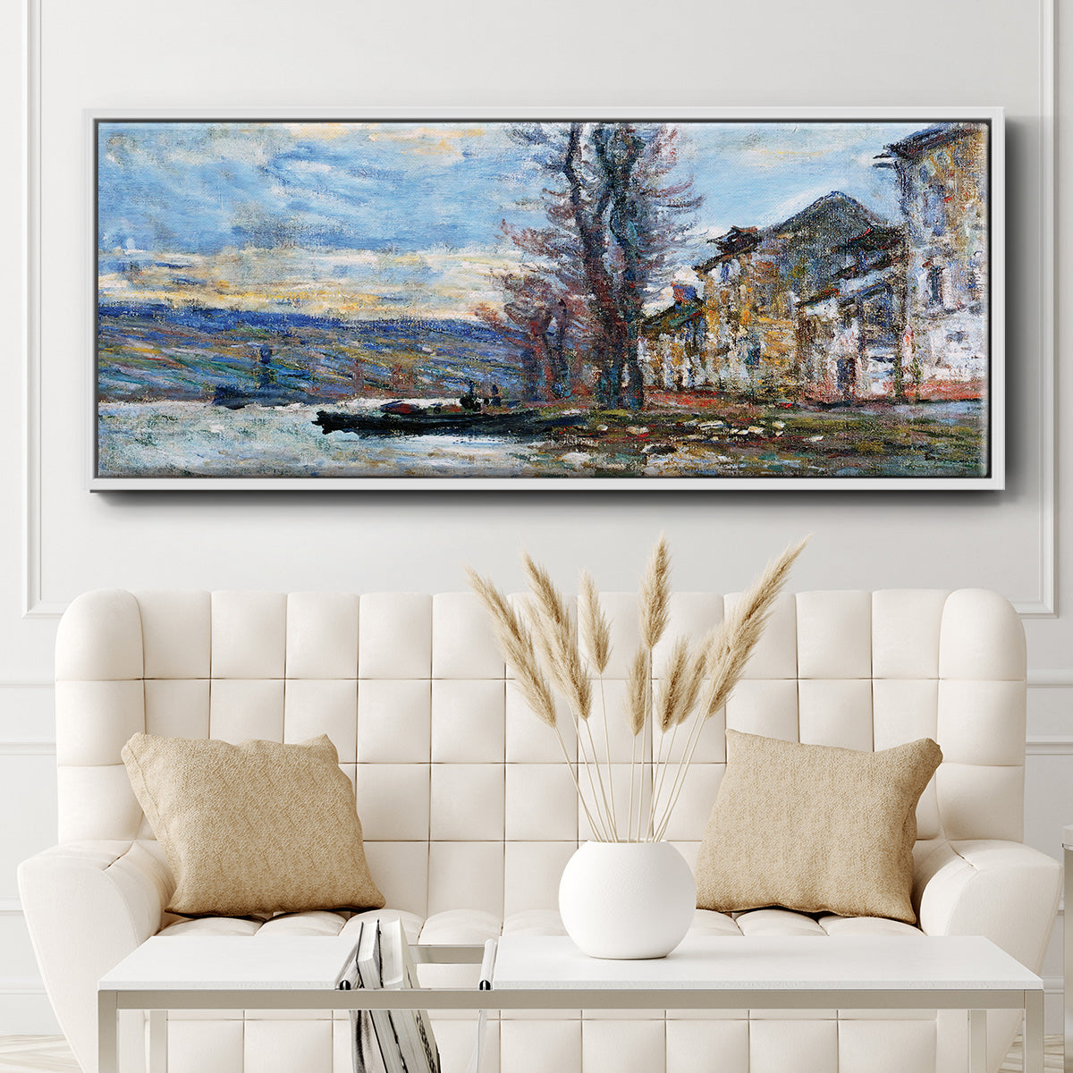 The Seine at Lavacourt, Winter, 1879 - Floater Framed Canvas Print