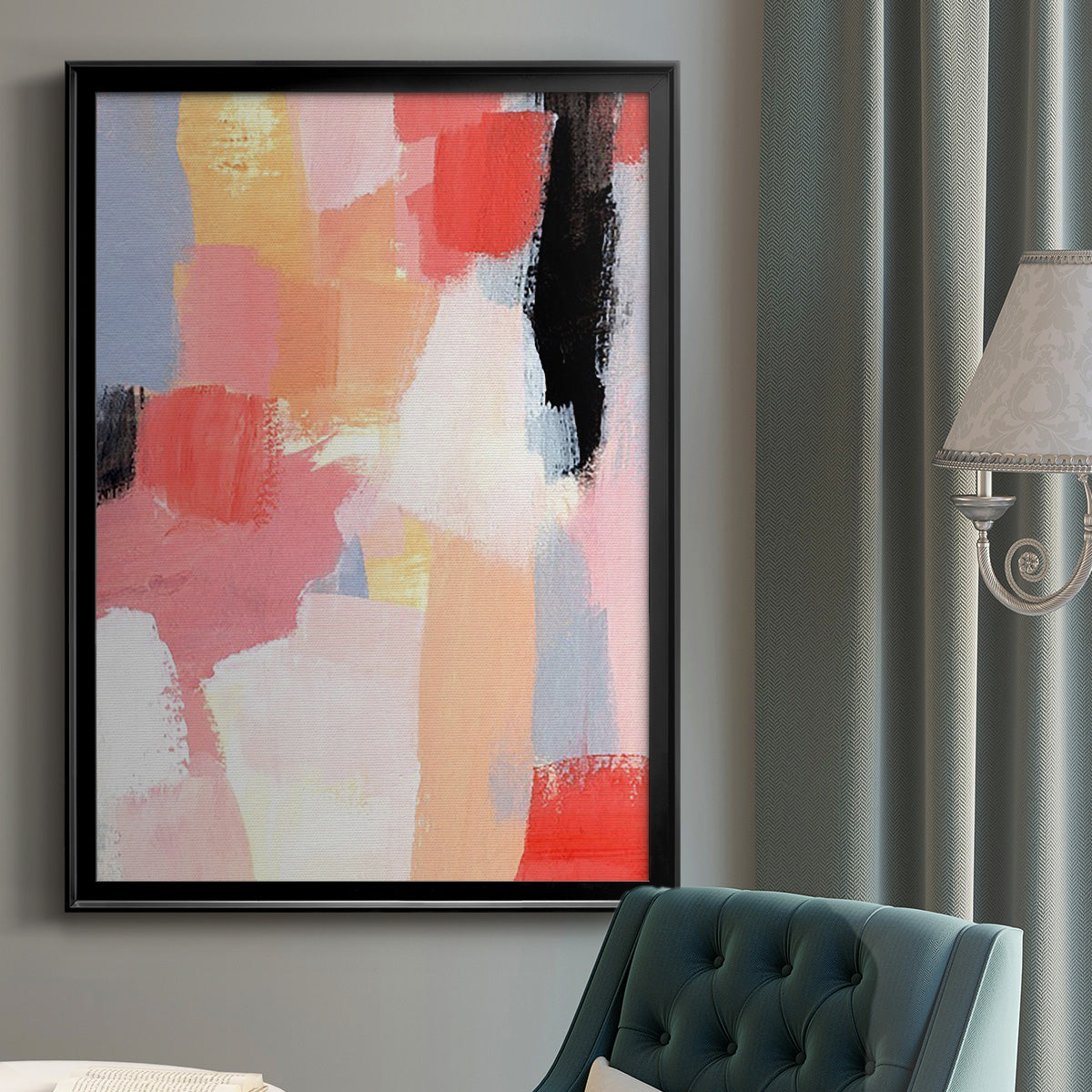 Aerial Scarlet I - Modern Framed Canvas Print