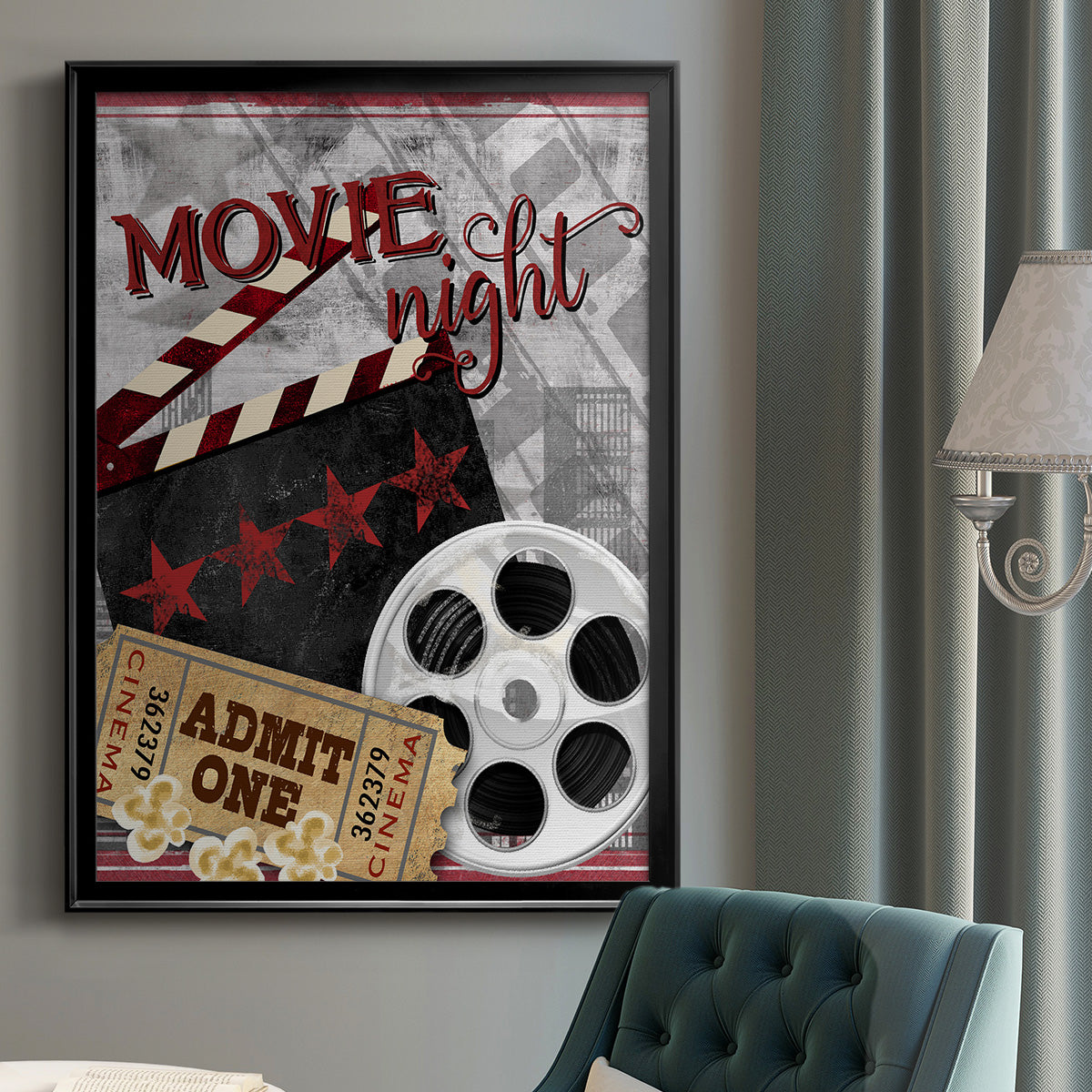 Movie Night II - Modern Framed Canvas Print