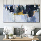 Three-panel canvas wall art featuring icy abstract arctic ledge, displayed in a modern living room above seating.