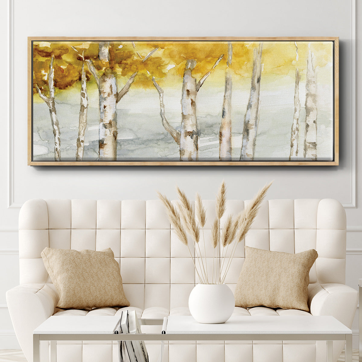 Golden Trees - Floater Framed Canvas Print