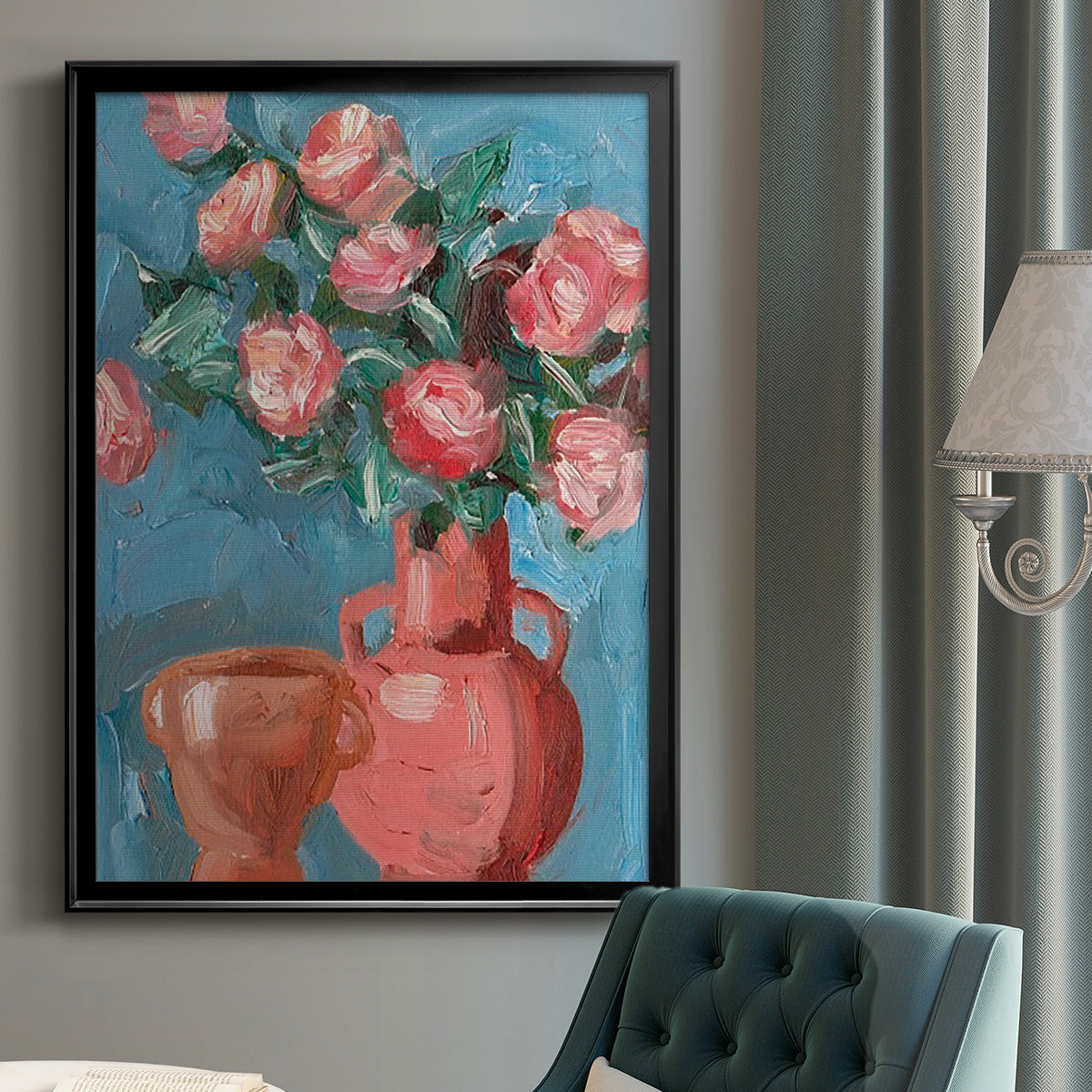 Rosa Blooms I - Modern Framed Canvas Print