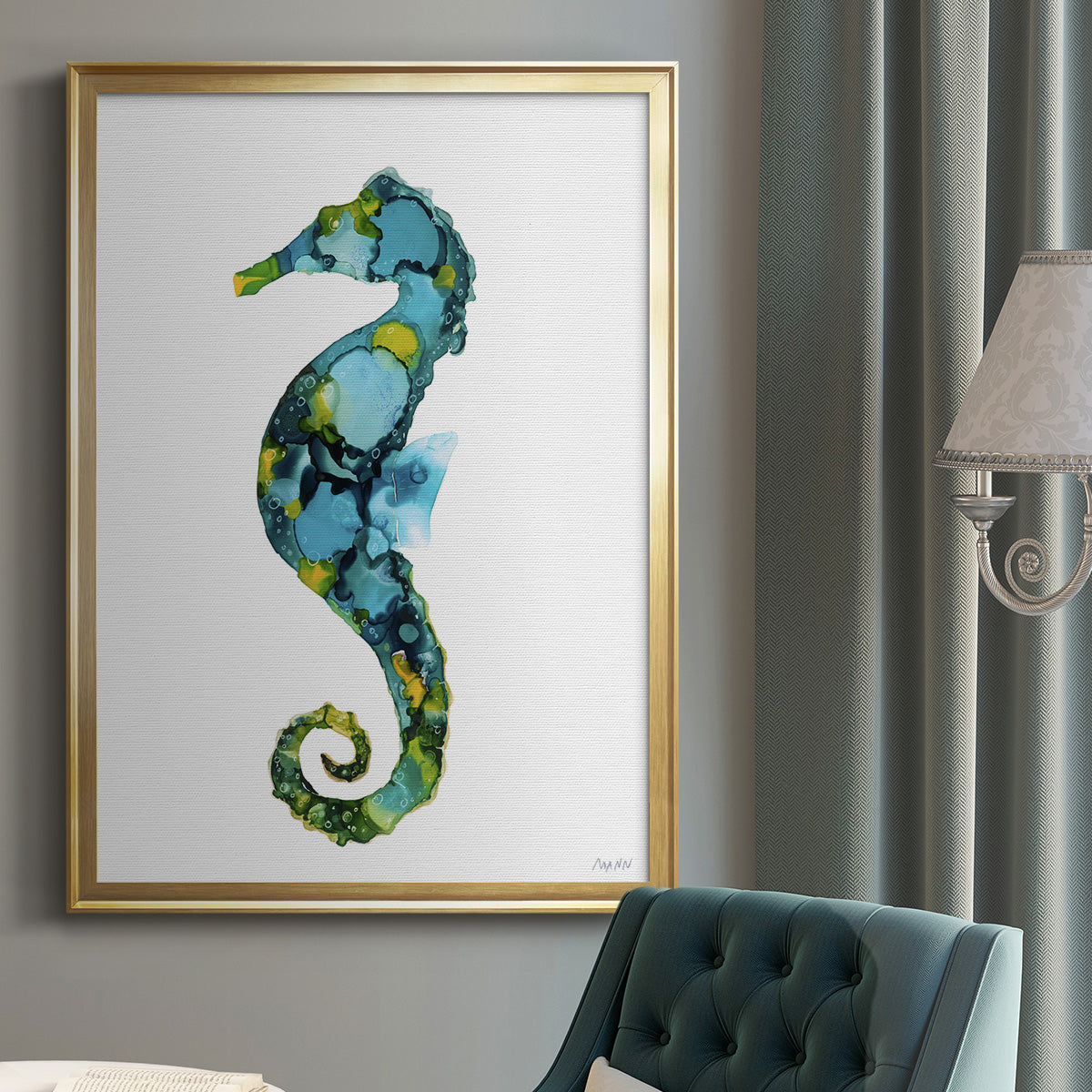 Seahorse - Modern Framed Canvas Print